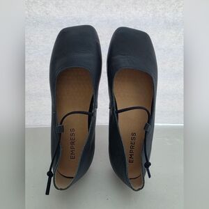 Empress Women's Dark Blue-Green Leather Square Toe Ballet Flat EU 39/ US 8